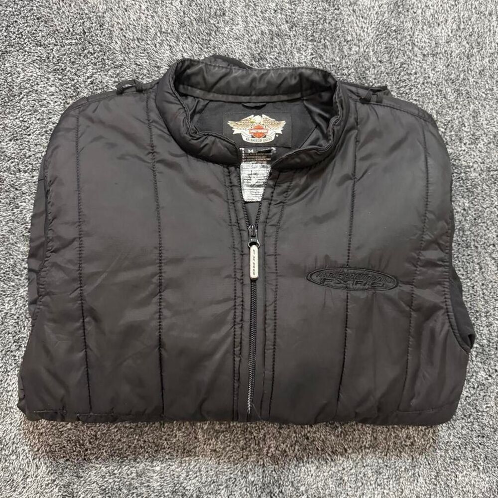 Harley Davidson 2000s FXRG black Quilted puffer liner jacket embroidered medium